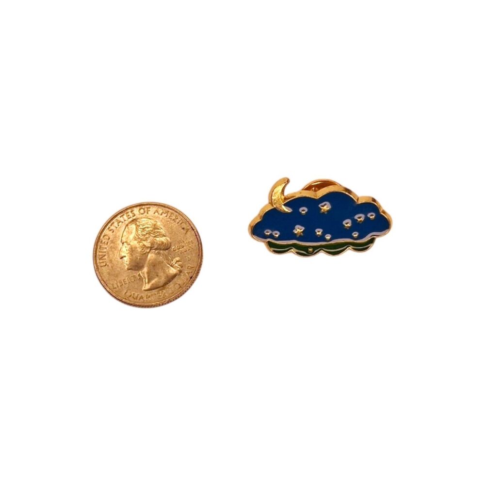 Celestial Night Sky Cloud Enamel Pin - Crescent Moon & Stars Lapel Pin Badge